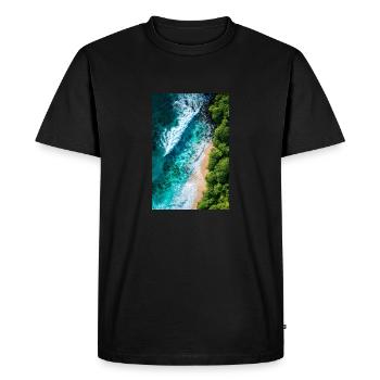 Rivage tropical vu d’en haut - T-shirt Premium bio Homme - noir - Devant - Nico (187cm)