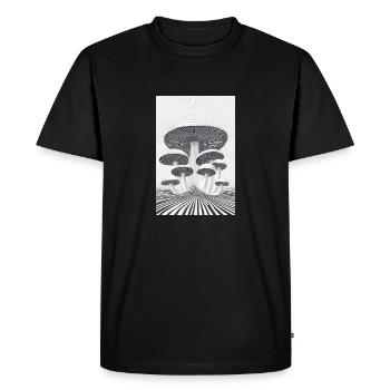 Optical Mushroom Forest - Men's Premium Organic T-Shirt - black - Front - Nico (187cm)