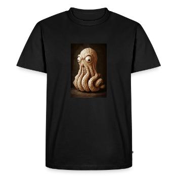 Folie de la pieuvre aux cacahuètes - T-shirt Premium bio Homme - noir - Devant - Nico (187cm)