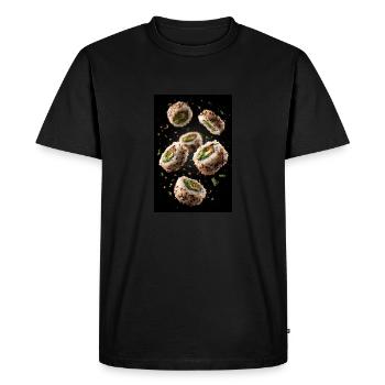 Sesame Sushi Roll Explosion - Men's Premium Organic T-Shirt - black - Front - Nico (187cm)