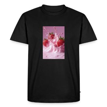 Fraises en Pink Splash - T-shirt Premium bio Homme - noir - Devant - Nico (187cm)