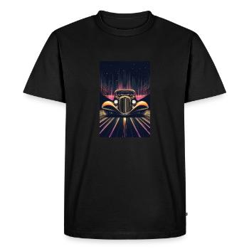 Retro Ride Through Neon Nights - Men's Premium Organic T-Shirt - black - Front - Nico (187cm)