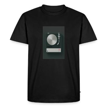 Platine vinyle rétro minimaliste - T-shirt Premium bio Homme - noir - Devant - Nico (187cm)