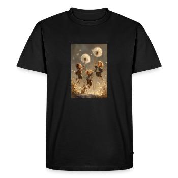 Joyful Dandelion Adventure - Men's Premium Organic T-Shirt - black - Front - Nico (187cm)