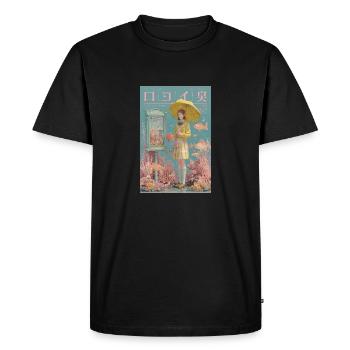 Fille avec parapluie dans un océan surréaliste - T-shirt Premium bio Homme - noir - Devant - Nico (187cm)