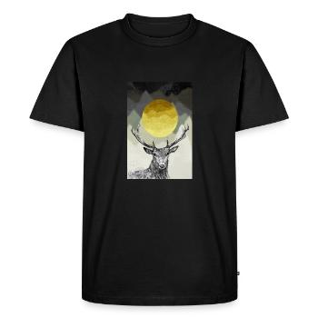 Cerf roi de la forêt - T-shirt Premium bio Homme - noir - Devant - Nico (187cm)