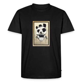 Panda - like a sir - street art Poster - Men's Premium Organic T-Shirt - black - Front - Nico (187cm)
