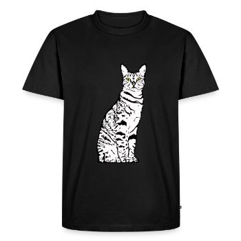 Chat Blanc Blanc Chats Chaton mignon - T-shirt Premium bio Homme - noir - Devant - Nico (187cm)