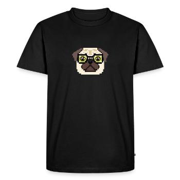 Pug Pixel Art Dog Lovers - Men's Premium Organic T-Shirt - black - Front - Nico (187cm)