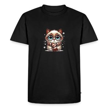 Chat d’hiver - T-shirt Premium bio Homme - noir - Devant - Nico (187cm)