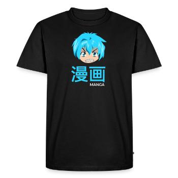 manga bleu - T-shirt Premium bio Homme - noir - Devant - Nico (187cm)