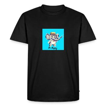 Soyez heureux éléphant - T-shirt Premium bio Homme - noir - Devant - Nico (187cm)