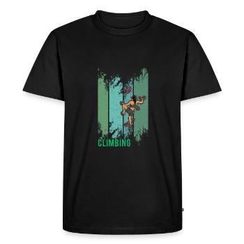 Mur de gymnase de sport d’escalade de bloc - T-shirt Premium bio Homme - noir - Devant - Nico (187cm)