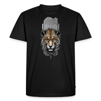 Majesté féroce : Tête de jaguar intense - T-shirt Premium bio Homme - noir - Devant - Nico (187cm)