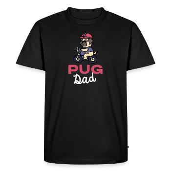 Pug Dad Biker Dog Papa Gift Pugs - Men's Premium Organic T-Shirt - black - Front - Nico (187cm)