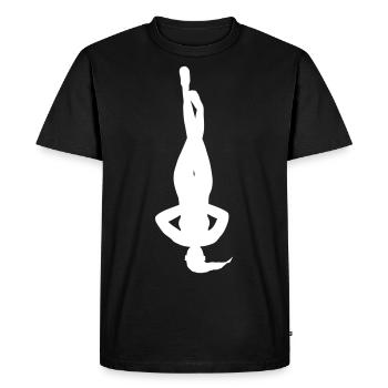 Flexible yoga in white silhouette - Men's Premium Organic T-Shirt - black - Front - Nico (187cm)