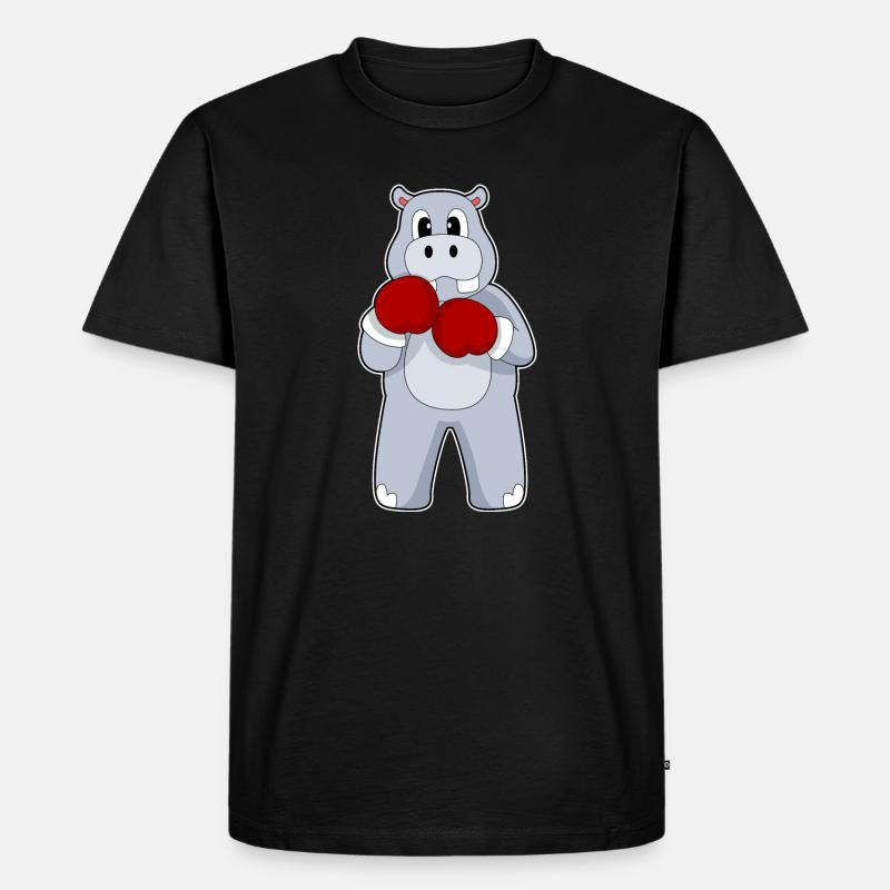 Nilpferd Boxer Boxhandschuhe Boxen - Männer Premium Bio T-Shirt - Schwarz
