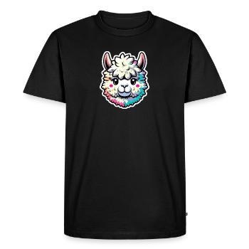 Alpaca Head Colorful - Men's Premium Organic T-Shirt - black - Front - Nico (187cm)