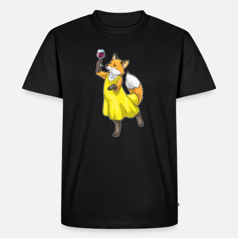 Fuchs Rotwein - Männer Premium Bio T-Shirt - Schwarz