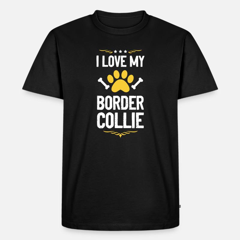 Ich liebe meinen Border Collie - Männer Premium Bio T-Shirt - Schwarz