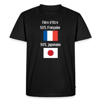 Fière d'être franco-japonaise - T-shirt Premium bio Homme - noir - Devant - Nico (187cm)