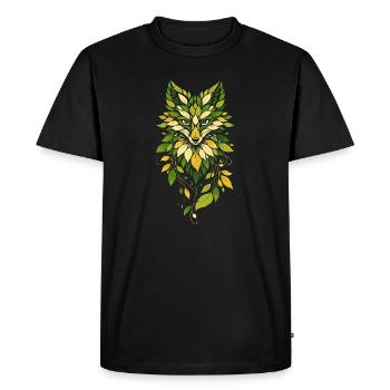 Leaves Fox Portrait - Men's Premium Organic T-Shirt - black - Front - Nico (187cm)