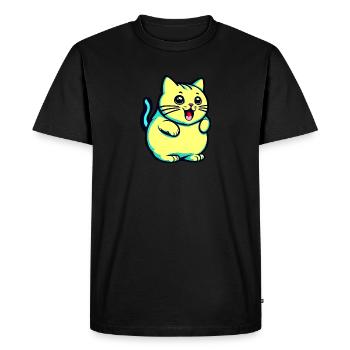 Chat jaune mignon - T-shirt Premium bio Homme - noir - Devant - Nico (187cm)