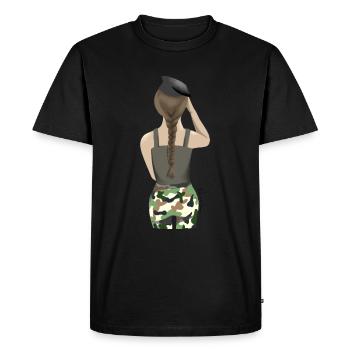 Military woman from behind - Men's Premium Organic T-Shirt - black - Front - Nico (187cm)