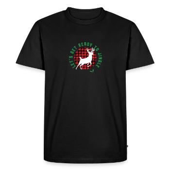"Let's Get Ready to Jingle" Leaping Stag and Plaid - Men's Premium Organic T-Shirt - black - Front - Nico (187cm)