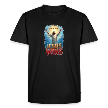 Spoiler Alert: Jesus Wins - Men's Premium Organic T-Shirt - black - Front - Nico (187cm)