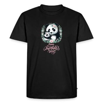 Joyeuse fête des mères Couronne florale maman Panda - T-shirt Premium bio Homme - noir - Devant - Nico (187cm)