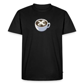 Cappuccino à la colombe de la paix - T-shirt Premium bio Homme - noir - Devant - Nico (187cm)