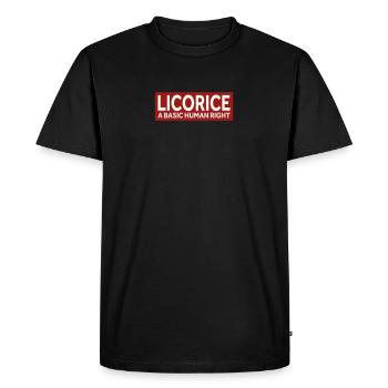 LICORICE - A BASIC HUMAN RIGHT - Men's Premium Organic T-Shirt - black - Front - Nico (187cm)