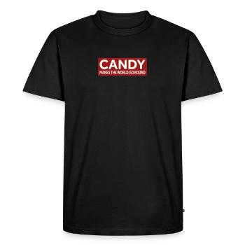 CANDY MAKES THE WORLD GO ROUND - Men's Premium Organic T-Shirt - black - Front - Nico (187cm)