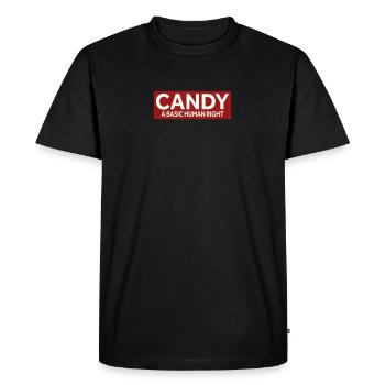 LES BONBONS - UN DROIT HUMAIN FONDAMENTAL - T-shirt Premium bio Homme - noir - Devant - Nico (187cm)