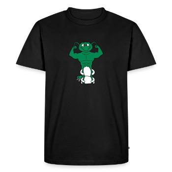 upper body pose strong bodybuilder muscles arms fi - Men's Premium Organic T-Shirt - black - Front - Nico (187cm)