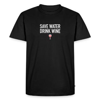 Save water drink wine - Men's Premium Organic T-Shirt - black - Front - Nico (187cm)