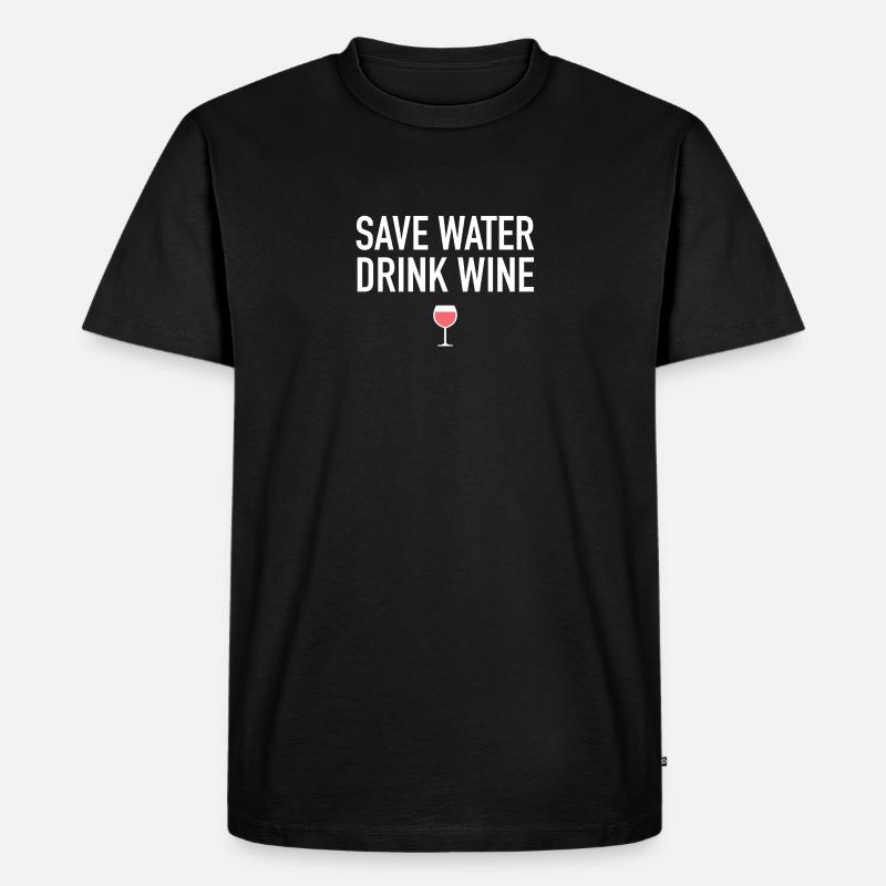 Save water drink wine - Männer Premium Bio T-Shirt - Schwarz