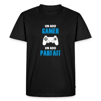 ado gamer / ado parfait / adolescent / enfants - T-shirt Premium bio Homme - noir - Devant - Nico (187cm)