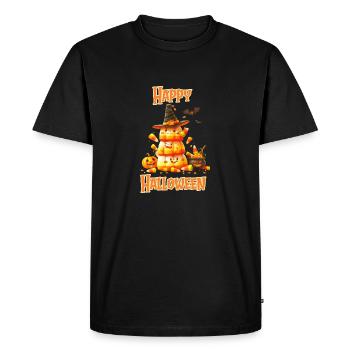 Halloween – Pyramide de bonbons Happy Halloween - T-shirt Premium bio Homme - noir - Devant - Nico (187cm)