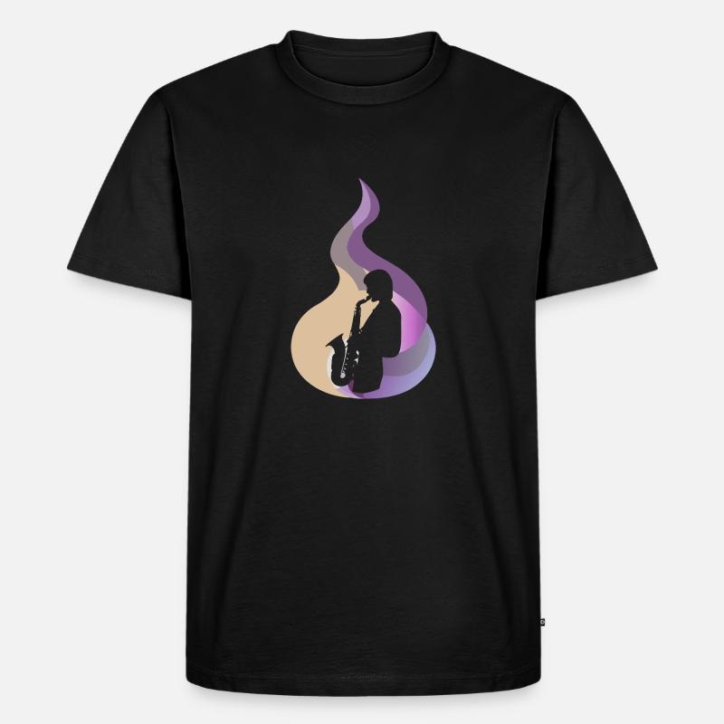 Saxophon Blasmusik - Männer Premium Bio T-Shirt - Schwarz