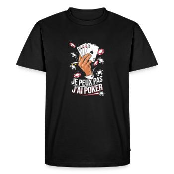 Je peux pas j'ai poker - T-shirt Premium bio Homme - noir - Devant - Nico (187cm)