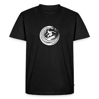 Surfeur cool surfant dans la vague - T-shirt Premium bio Homme - noir - Devant - Nico (187cm)