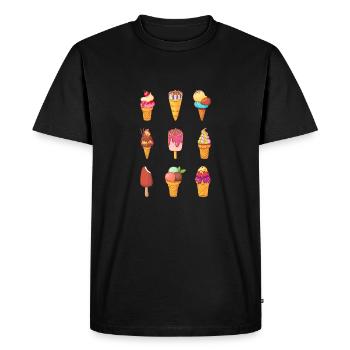 Crème glacée, crème glacée, crème glacée, crème glacée, boule, crème glacée, sundae - T-shirt Premium bio Homme - noir - Devant - Nico (187cm)