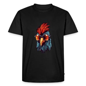 Rooster Head Portrait Cool - Men's Premium Organic T-Shirt - black - Front - Nico (187cm)
