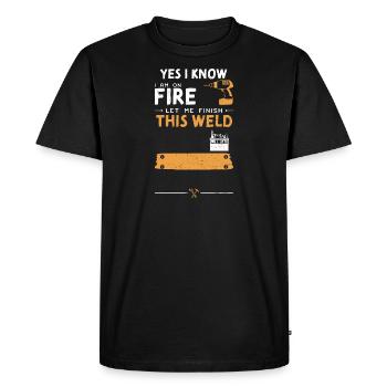 Oui je sais que je suis en feu laisse-moi f... - T-shirt Premium bio Homme - noir - Devant - Nico (187cm)