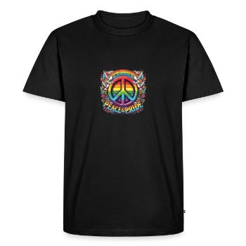 Paix Et Fierté Arc-en-ciel Symbole De La Paix Design - T-shirt Premium bio Homme - noir - Devant - Nico (187cm)