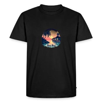 Paradis tropical Bora Bora Coucher de soleil sur la plage - T-shirt Premium bio Homme - noir - Devant - Nico (187cm)