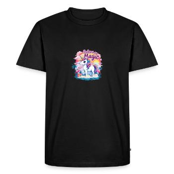Believe In Magic Unicorn Fantasy Adventure - Men's Premium Organic T-Shirt - black - Front - Nico (187cm)
