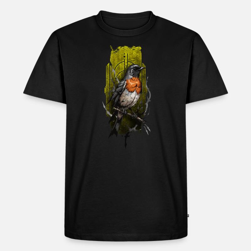 Rotkehlchen (Erithacus rubecula) - Männer Premium Bio T-Shirt - Schwarz
